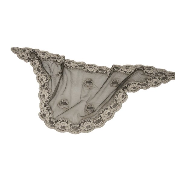 Black Lace Veil Scarf With Floral Pattern Sheer Design - Picture 3 of 3